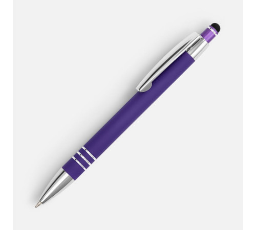 Ручка шариковая Sansen Soft Touch со стилусом, фиолетовая
