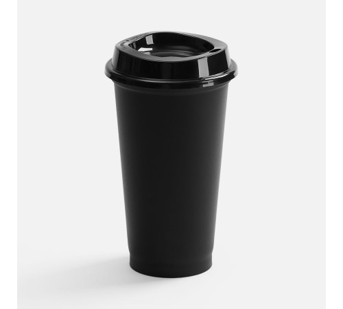 Стакан с крышкой Color Cap, ver.2, черный