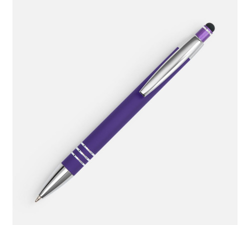 Ручка шариковая Sansen Soft Touch со стилусом, фиолетовая