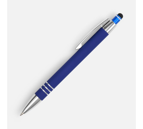 Ручка шариковая Sansen Soft Touch со стилусом, синяя