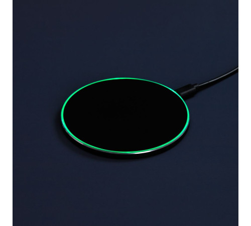 Беспроводное зарядное устройство с подсветкой Lightcore, черное