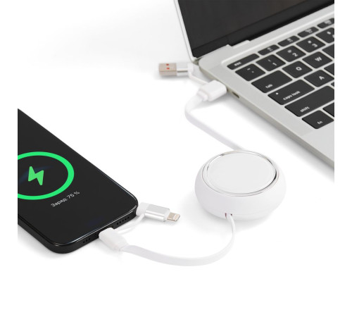 Складной кабель с переходниками pocketCoil, белый