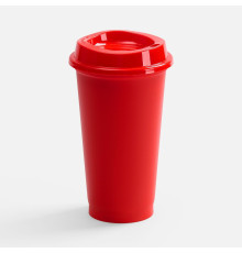 Стакан с крышкой Color Cap, ver.2, красный