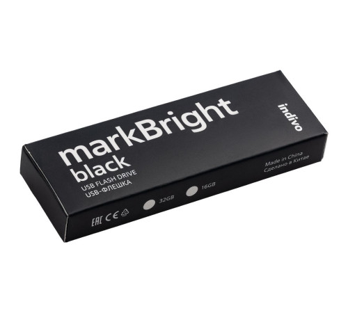 Флешка markBright Black с синей подсветкой, 32 Гб