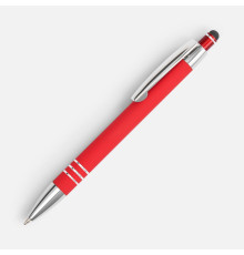 Ручка шариковая Sansen Soft Touch со стилусом, красная