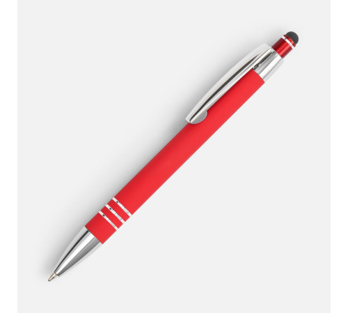 Ручка шариковая Sansen Soft Touch со стилусом, красная