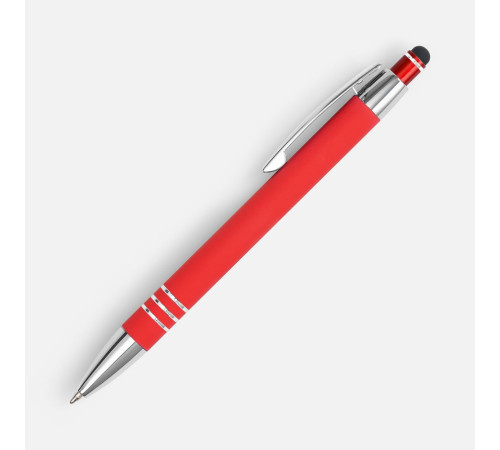Ручка шариковая Sansen Soft Touch со стилусом, красная
