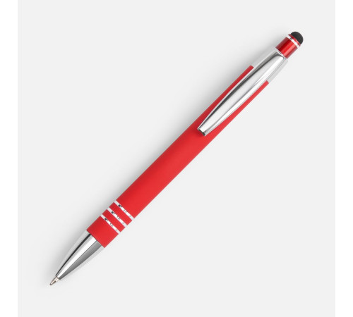 Ручка шариковая Sansen Soft Touch со стилусом, красная