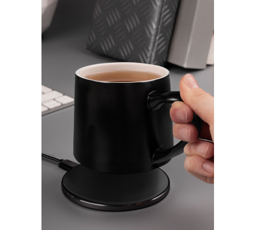Кружка с подогревом и беспроводной зарядкой Dual Base ver. 2.0 Matt, черная