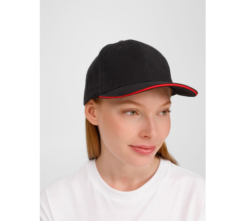 Бейсболка Buffalo, черная с красным