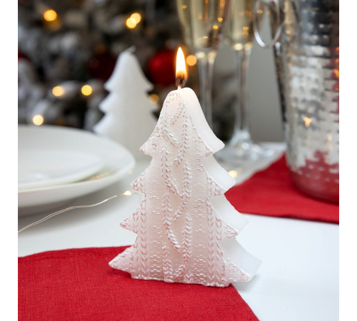 Свеча Kniteam, елка, белая