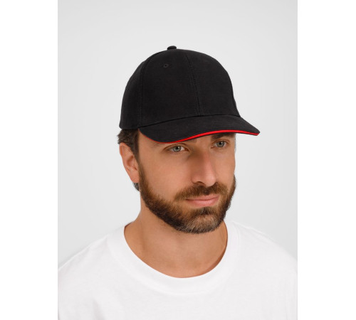 Бейсболка Buffalo, черная с красным
