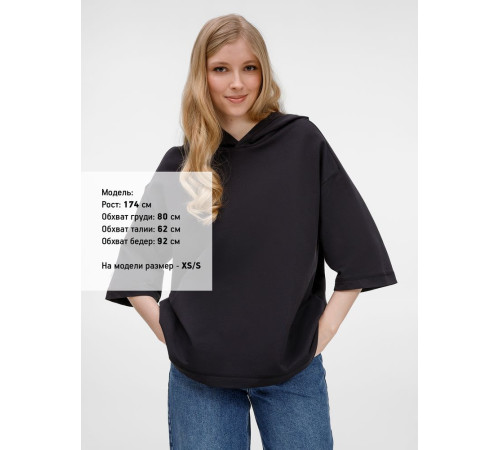 Футболка оверсайз унисекс с капюшоном Neofit, черная