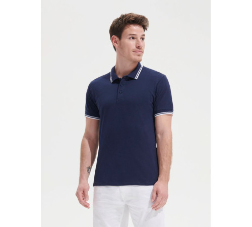 Рубашка поло мужская Pasadena Men 200 с контрастной отделкой, красная с белым