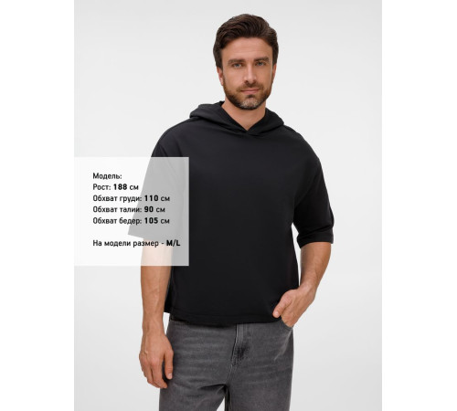 Футболка оверсайз унисекс с капюшоном Neofit, черная
