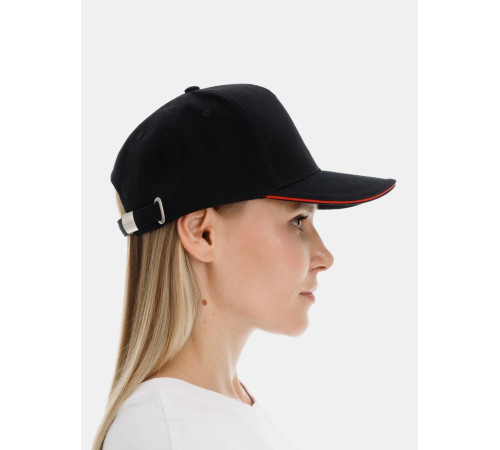 Бейсболка Classic 2.0, черная с красным кантом