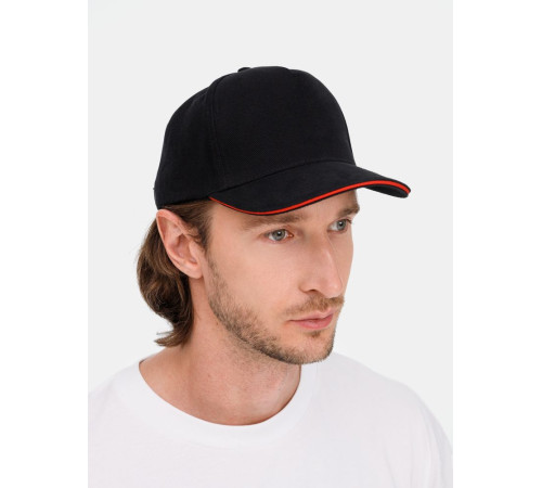 Бейсболка Classic 2.0, черная с красным кантом