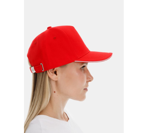 Бейсболка Classic 2.0, красная с белым кантом