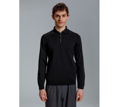 Рубашка поло мужская с длинным рукавом Terrazzo, черная