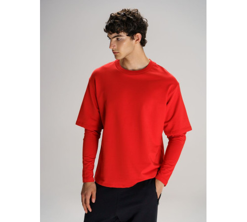 Футболка оверсайз с двойным рукавом Kosmos, красная