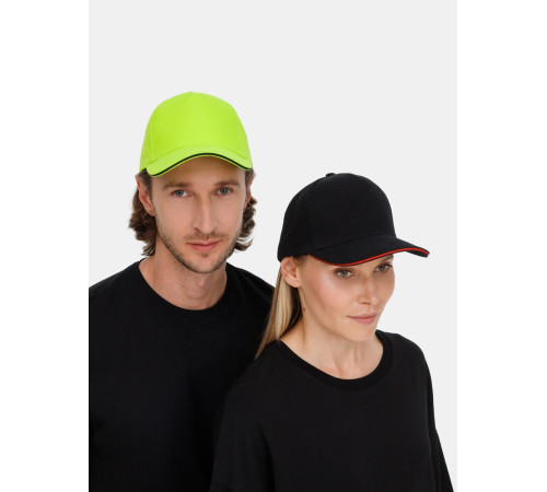 Бейсболка Classic 2.0, черная с красным кантом