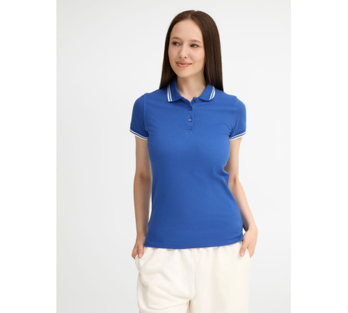 Рубашка поло женская Pasadena Women 200 с контрастной отделкой, ярко-синяя с белым