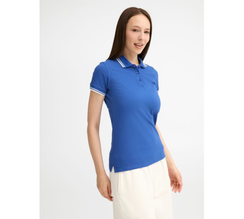 Рубашка поло женская Pasadena Women 200 с контрастной отделкой, ярко-синяя с белым