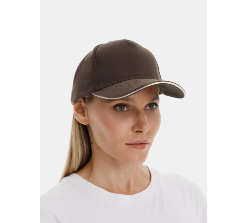 Бейсболка Long Beach, коричневая с бежевым