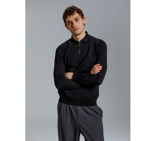 Рубашка поло мужская с длинным рукавом Terrazzo, черная