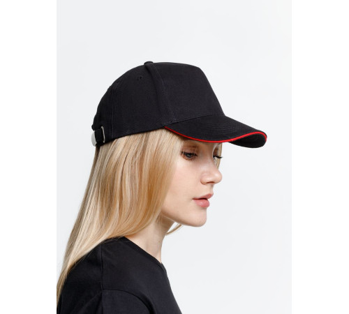 Бейсболка Long Beach, черная с красным
