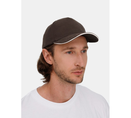 Бейсболка Long Beach, коричневая с бежевым