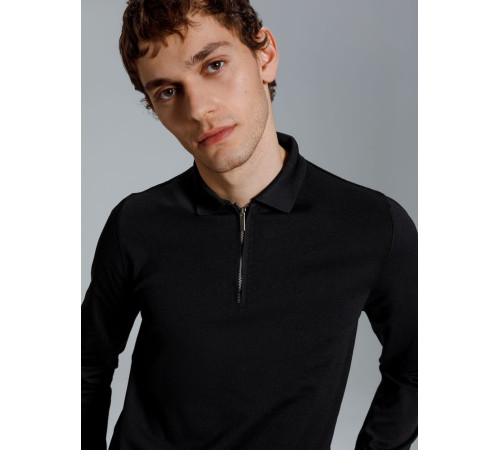 Рубашка поло мужская с длинным рукавом Terrazzo, черная