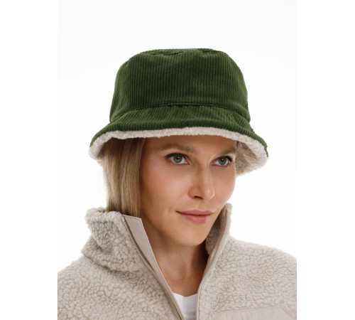 Панама Bucket двусторонняя утепленная, хаки с бежевым