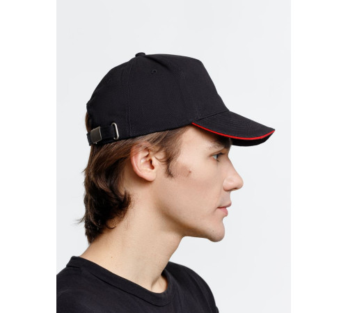 Бейсболка Long Beach, черная с красным