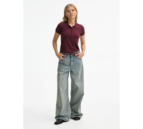 Рубашка поло женская Brandy Women, бордовая с белым