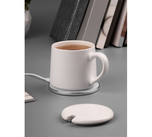 Кружка с подогревом и беспроводной зарядкой Dual Base ver. 2.0 Matt, белая