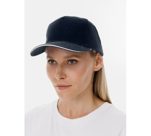 Бейсболка Long Beach, темно-синяя с белым