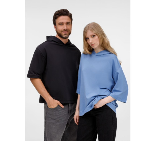 Футболка оверсайз унисекс с капюшоном Neofit, синяя