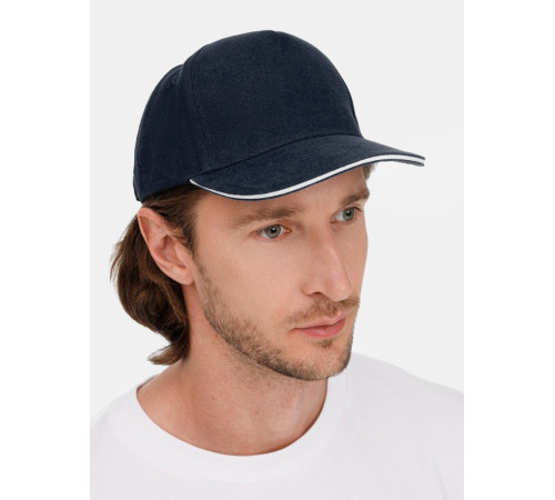 Бейсболка Long Beach, темно-синяя с белым