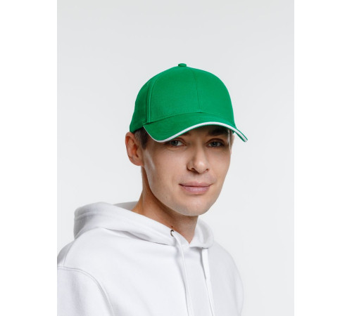 Бейсболка Spiker, зеленая с белым