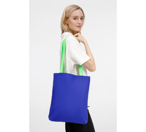 Шопер B4, синий с зелеными ручками