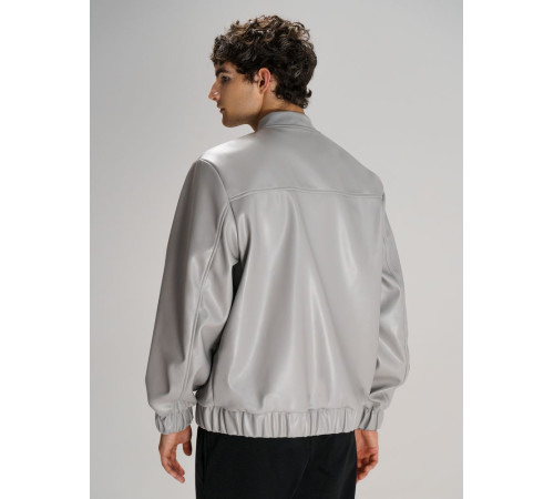 Бомбер из искусственной кожи Univer, серый