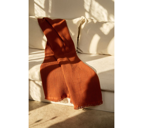 Плед вафельный Elenglect, оранжевый