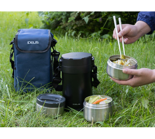 Термос для еды Jiayi в термочехле, черный