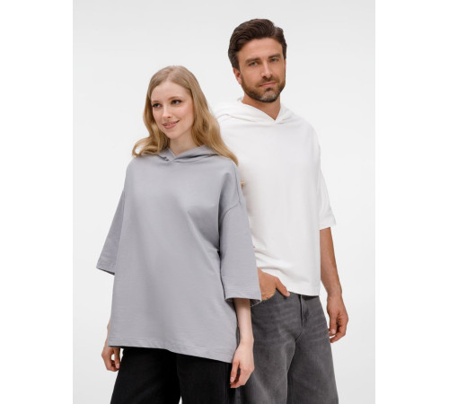 Футболка оверсайз унисекс с капюшоном Neofit, молочно-белая