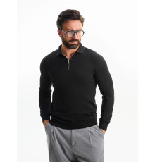 Рубашка поло мужская с длинным рукавом Terrazzo, черная