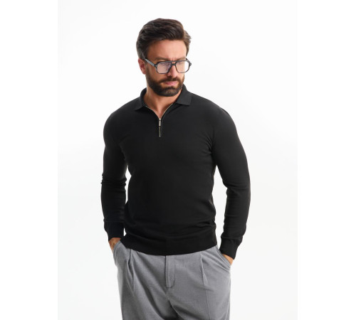 Рубашка поло мужская с длинным рукавом Terrazzo, черная