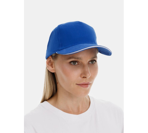 Бейсболка Long Beach, ярко-синяя с белым