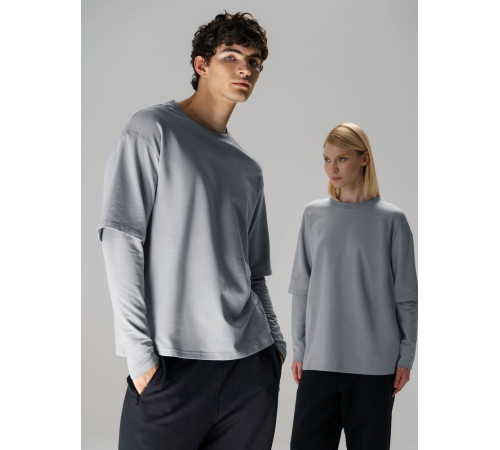 Футболка оверсайз с двойным рукавом Kosmos, светло-серая