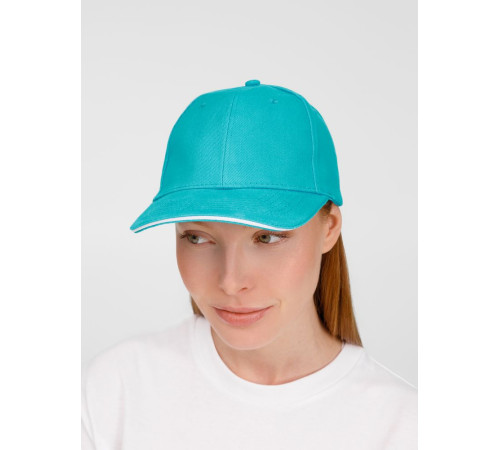 Бейсболка Buffalo, бирюзовая с белым